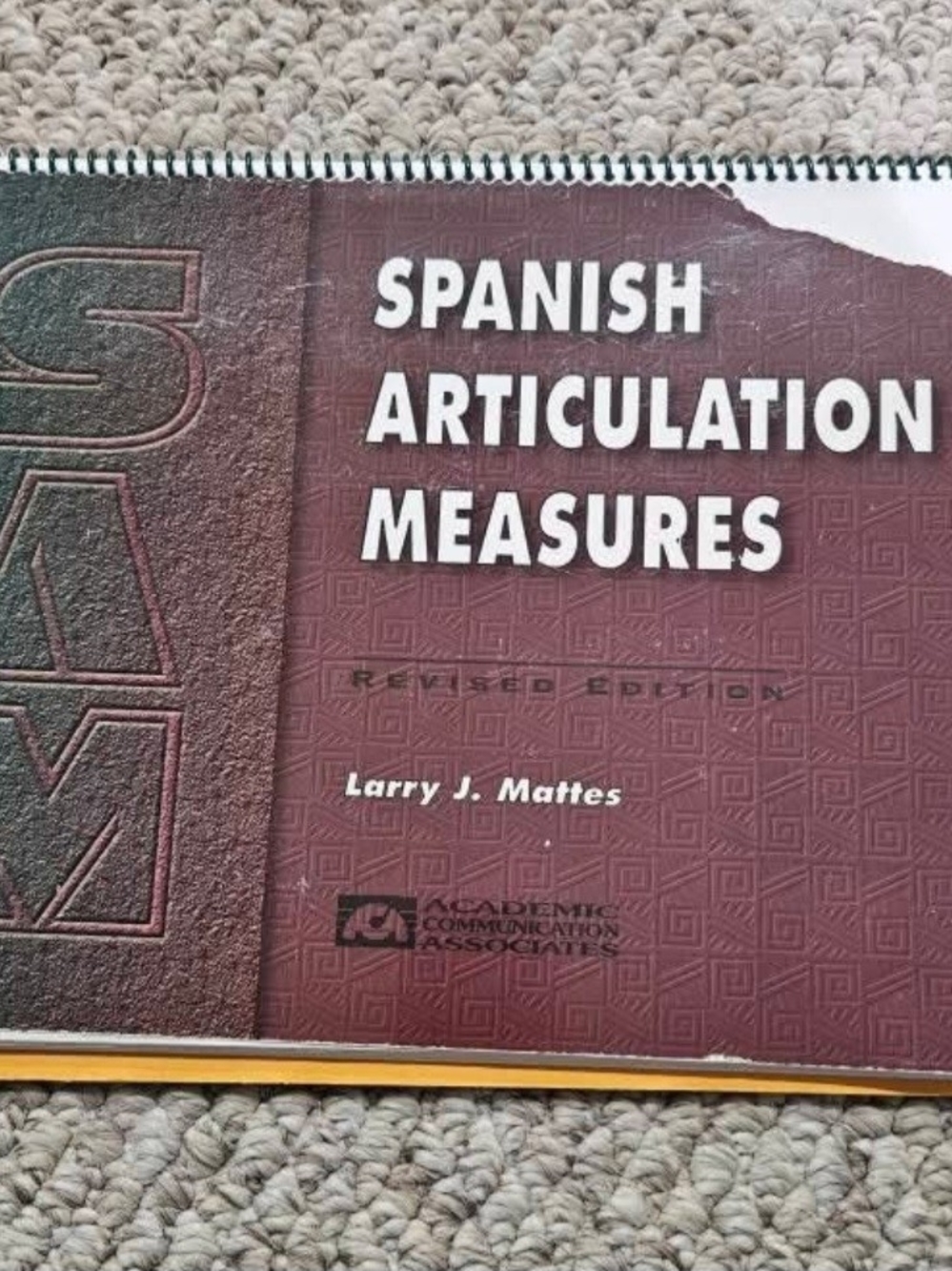 Spanish Articulation Measures - Maroon Spiral-Bound Workbook